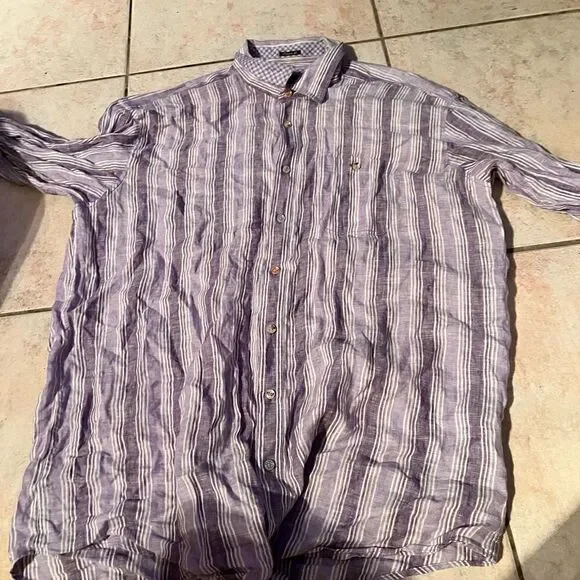 bugatchi purple mens dress shirt plaid button up shirt school boy - Picture 2 of 11